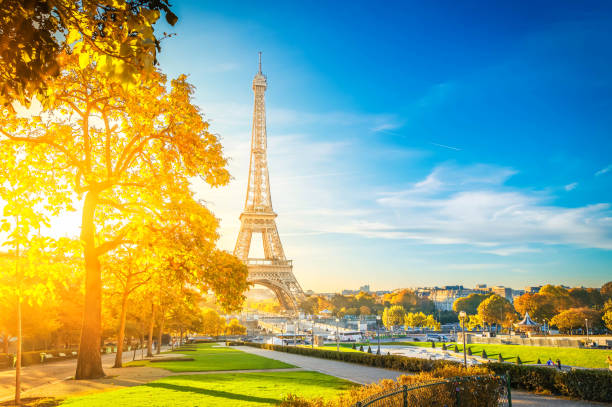 istock eiffel tour and from Trocadero, Paris 1156773263