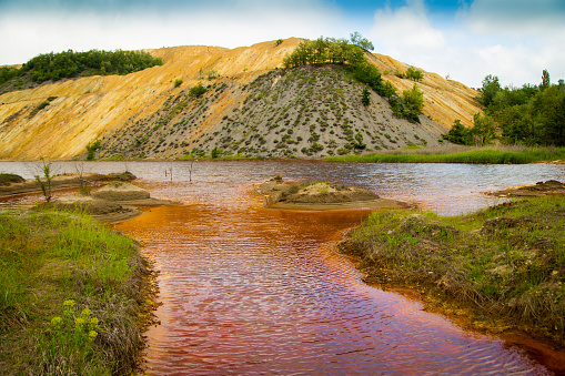 A polluted lake called the Red Lake in Serbia