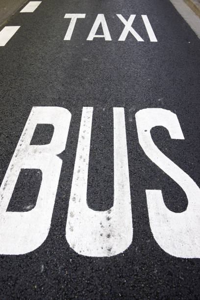 istock Taxi and bus signals painted 1156774170