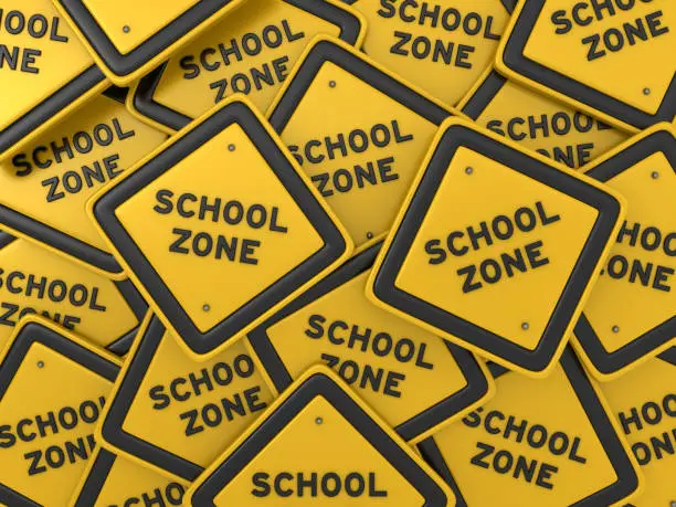 Photo of SCHOOL ZONE Road Sign - 3D Rendering