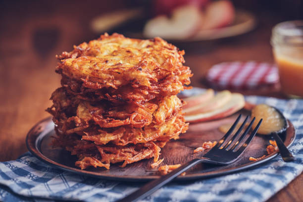 Delicious Rosti Potato Pancake Served with Apple Sauce