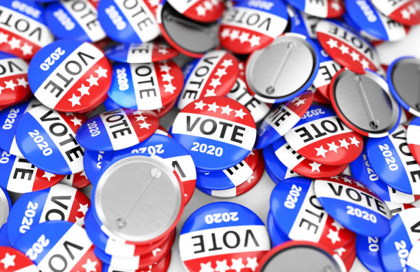 istock Vote election badge button for 2020, vote USA 2020, 3D rendering 1156777846