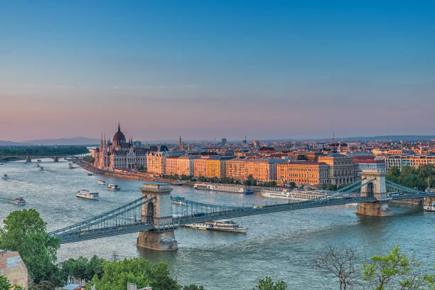 istock Panorama of Budapest at sunset. Hungarian landmarks 1156783155