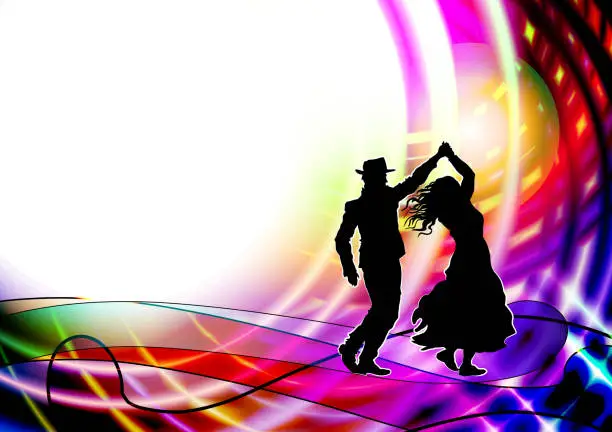Vector illustration of Couple  dancing people