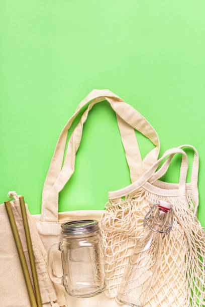 istock Cotton bags and glassware for free plastic shopping 1156784571