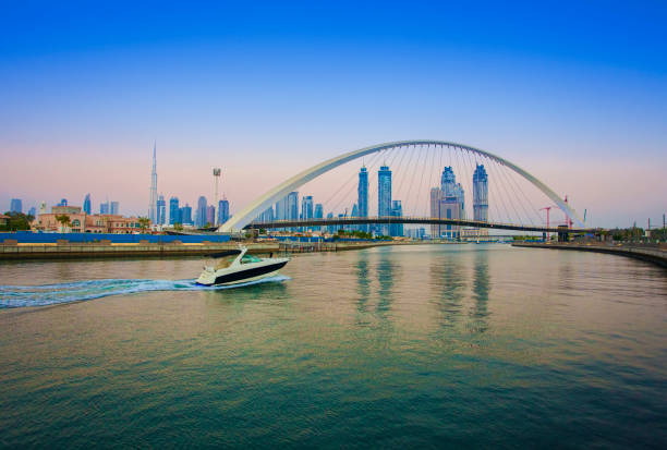 istock Tolerance bridge and boat in Dubai city 1156789781