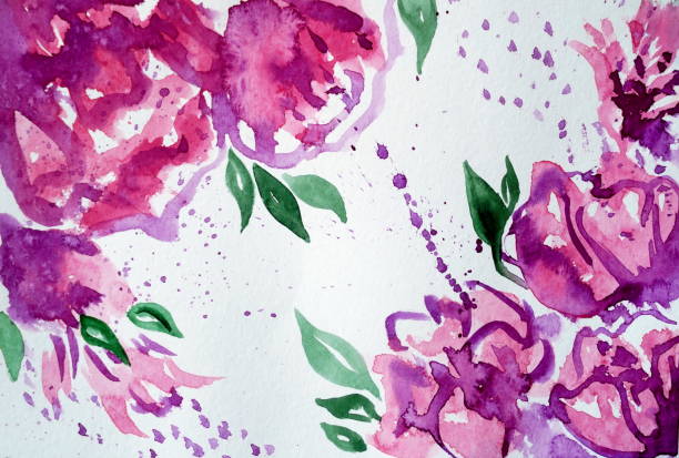 istock Drawing of bright pink flowers peony 1156793030