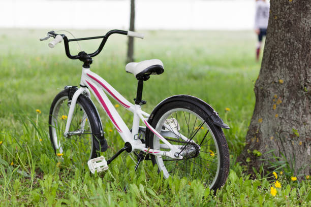 bright children's running bike close up - bicycle chain bicycle gear chain gear imagens e fotografias de stock