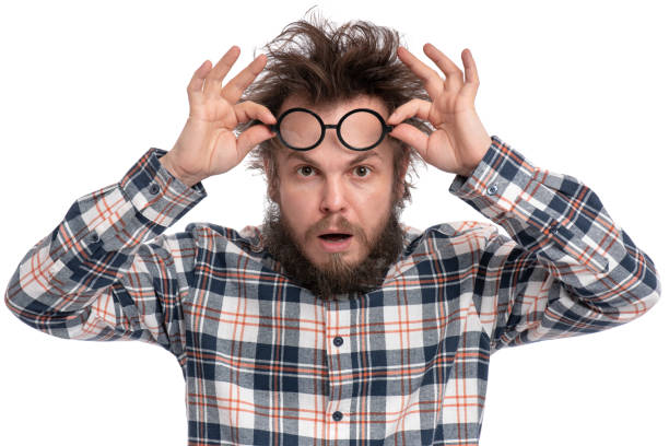 istock Crazy bearded man emotions and signs 1156794441