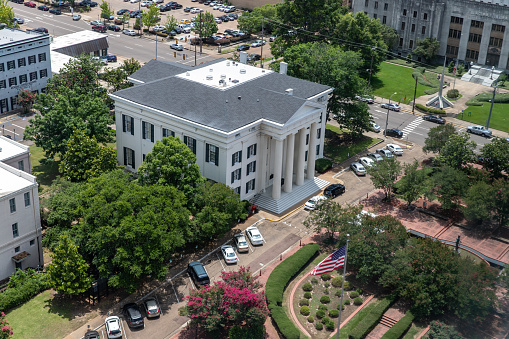 Aerial View of City Hall of Jackson Mississippi in downtown