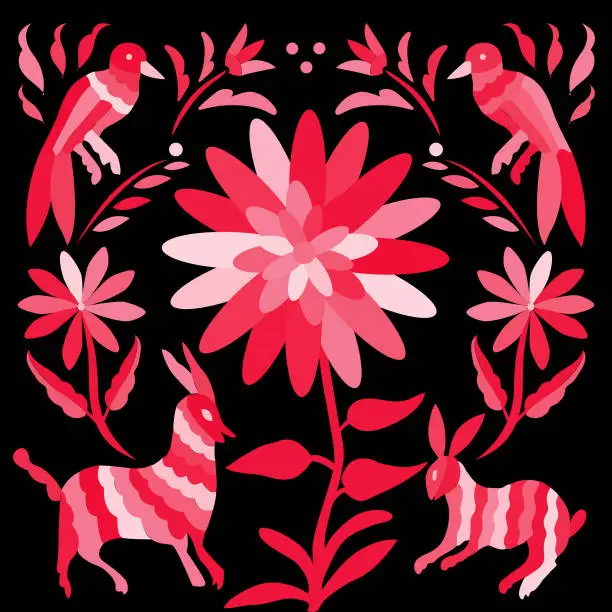 Vector illustration of Otomi Style Composition