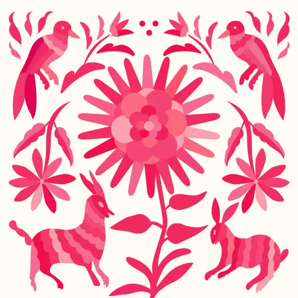 Vector illustration of Otomi Style Composition