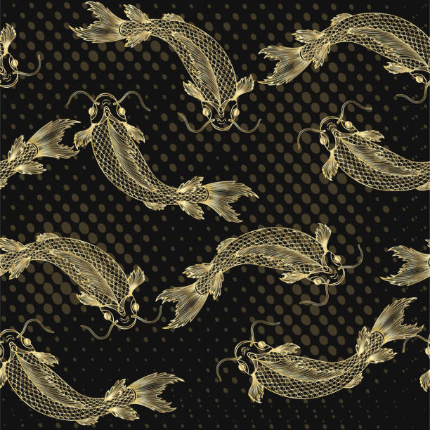 Seamless pattern with fishes. Seamless pattern with fishes. Vector illustration, pisces fish tattoo designs drawing stock illustrations