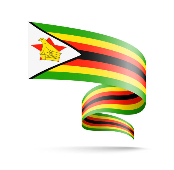 simbabwe flagge in form von wellenband. - harare stock-grafiken, -clipart, -cartoons und -symbole