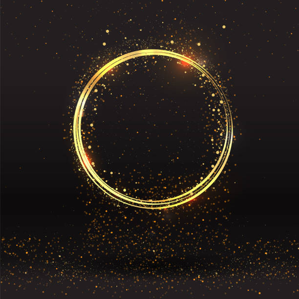 istock Luxury golden sparkle background, glitter border, circle frame Black and golden vector luminous dust 1156827222