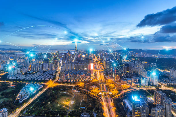 desenvolvimento rápido de shenzhen na cidade, espaço de dados grande - shenzhen - fotografias e filmes do acervo