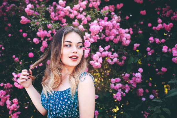 young woman portrait with flowers
