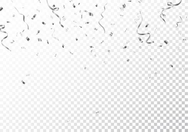 Vector illustration of Silver confetti isolated on transparent background