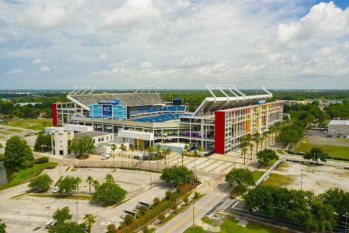 Orlando, FL, USA - June 9, 2019: Aerial photo Camping World Stadium Orlando FL
