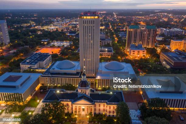 Aerial Photo Downtown Tallahassee Florida State Capitol Stock Photo - Download Image Now