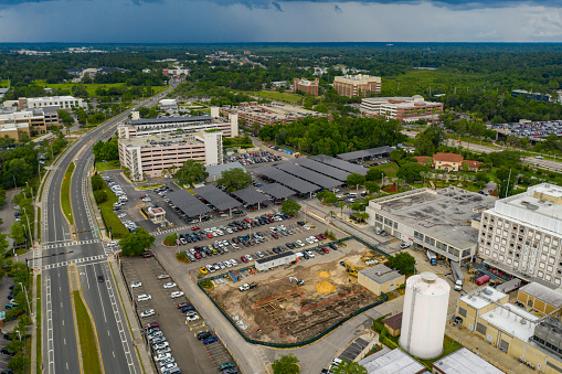 Gainesville, FL, USA - June 11, 2019: Drone image UF Florida Gainesville