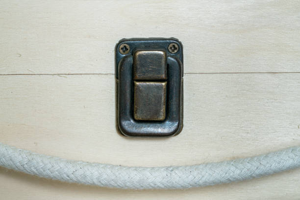 Metal buckle on wooden box