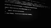 3d Hacking Code Data Flow Stream On Black Screen With Typing Coding ...