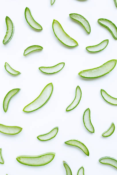 istock Aloe vera slices on white 1156844014