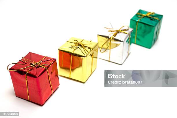 Presents In Line Stock Photo - Download Image Now - Birthday, Birthday Present, Box - Container