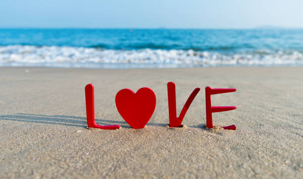 istock Red love on the beach 1156844957