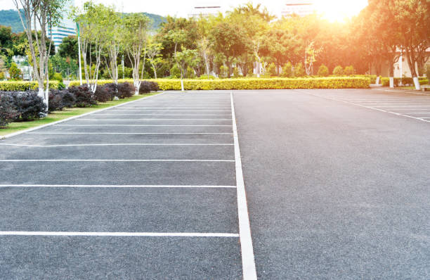 istock Landscape of empty parking lot 1156845258