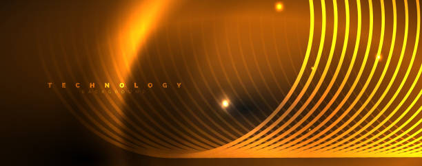 istock Dark abstract background with bright color neon lights and lines. Glowing background 1156849573