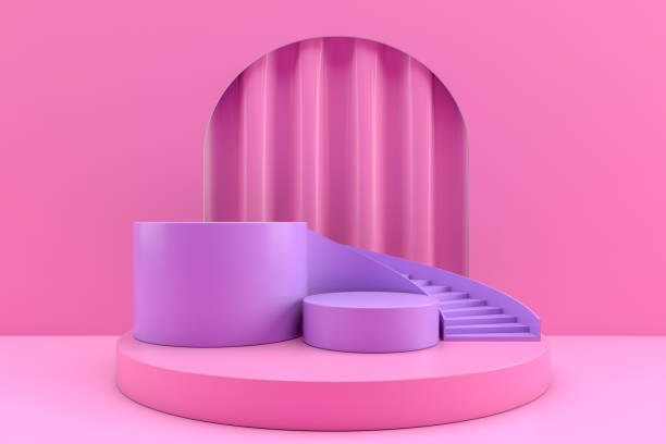 istock 3D Scene Geometric Shapes with Empty Product Stand, Platform with Staircase, Abstact Minimal Design 1156851995