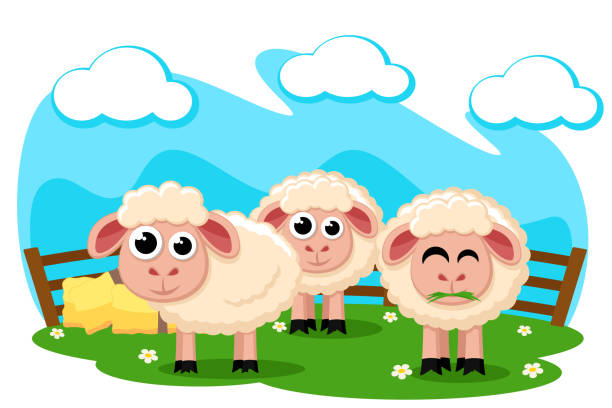istock Herd of sheep graze on a green meadow near the fence. 1156852164