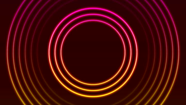 Bright neon circle rings abstract video animation