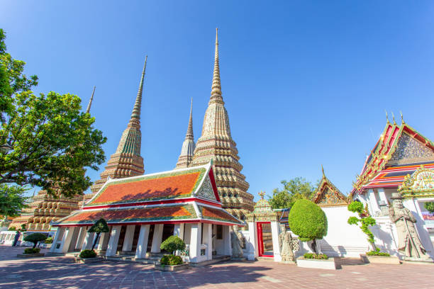 wat pho is a buddhist temple in phra nakhon district - gold pagoda temple synagogue imagens e fotografias de stock