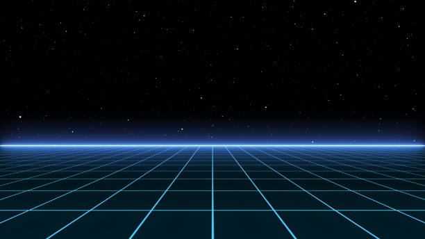 istock Retro Sci-Fi Background Futuristic landscape of the 80`s. Digital Cyber Surface. Suitable for design in the style of the 1980`s 1156863877