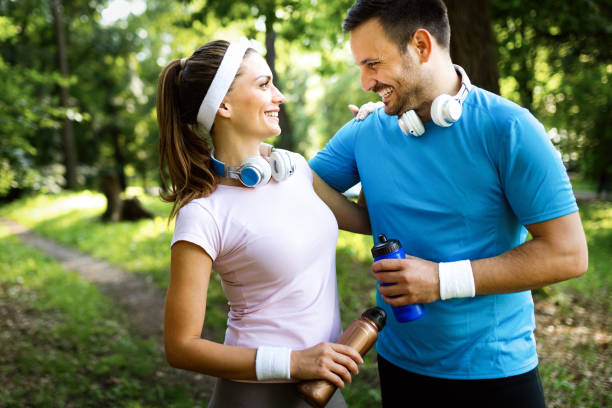 istock Fitness training for couple in love outside 1156864307