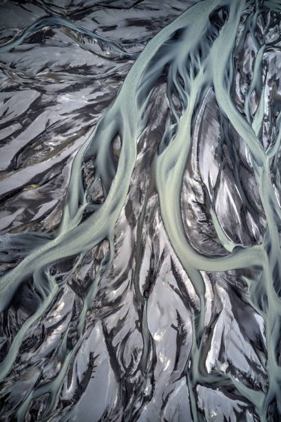 istock River bed shot from aerial view, Iceland 1156865657