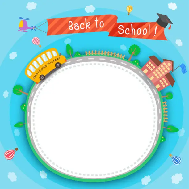 Vector illustration of back-to-school-around-road