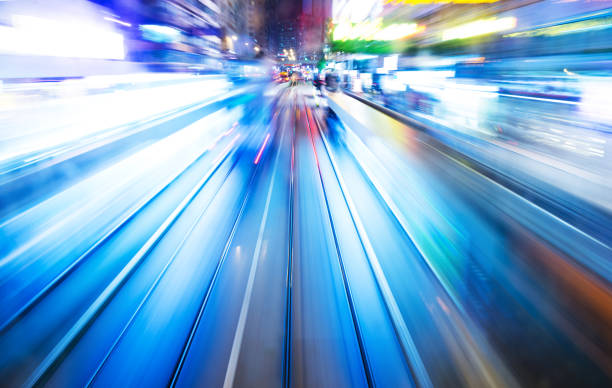 istock Night motion traveling along a track 1156866932