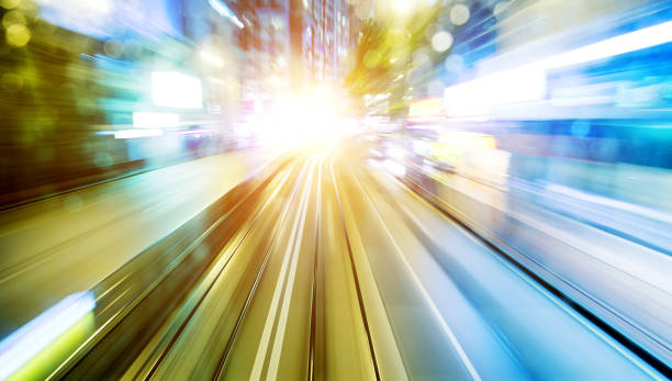 istock Night motion traveling along a track 1156866982