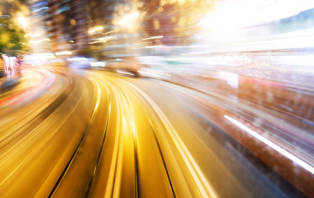 istock Night motion traveling along a track 1156867003