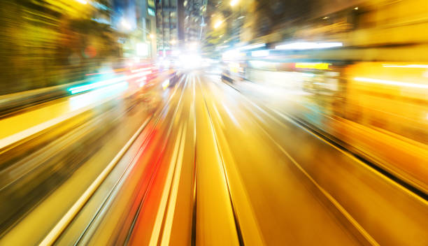 istock Night motion traveling along a track 1156867045