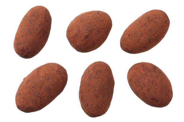 istock chocolate with almonds isolated on white background. top view 1156867157