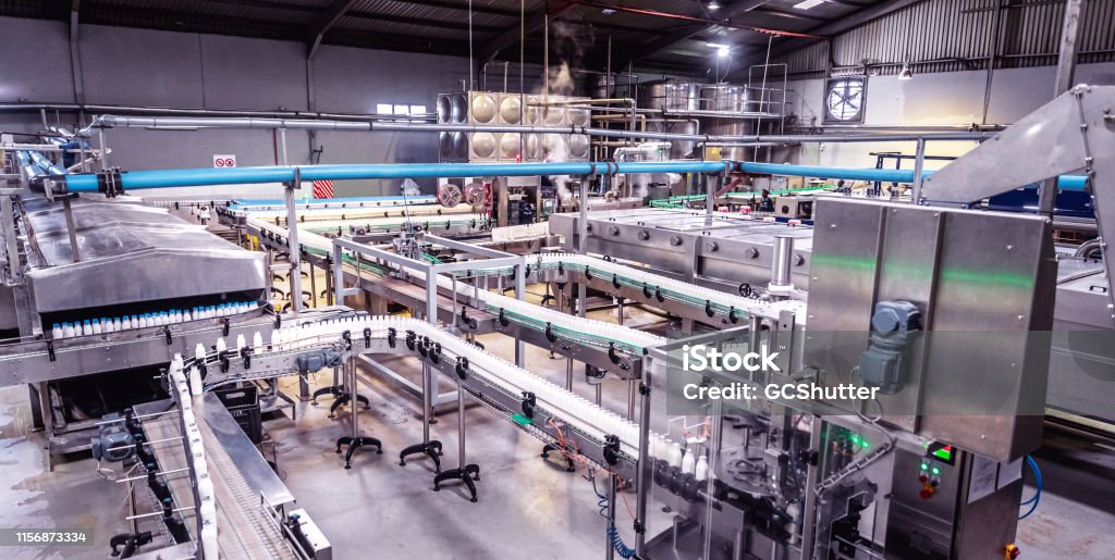 Dairy Factory in Africa Africa, Industry, Business, Factory, Storage - Wide Image from a Dairy Plant in Africa Factory Stock Photo