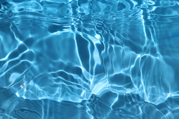 istock Blue and bright water surface with sun refection in swimming pool for background 1156877421