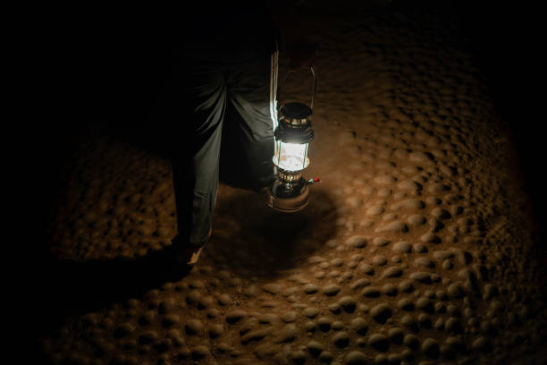 gas guide in a cave in Thailand in the north, adventure and tourism
