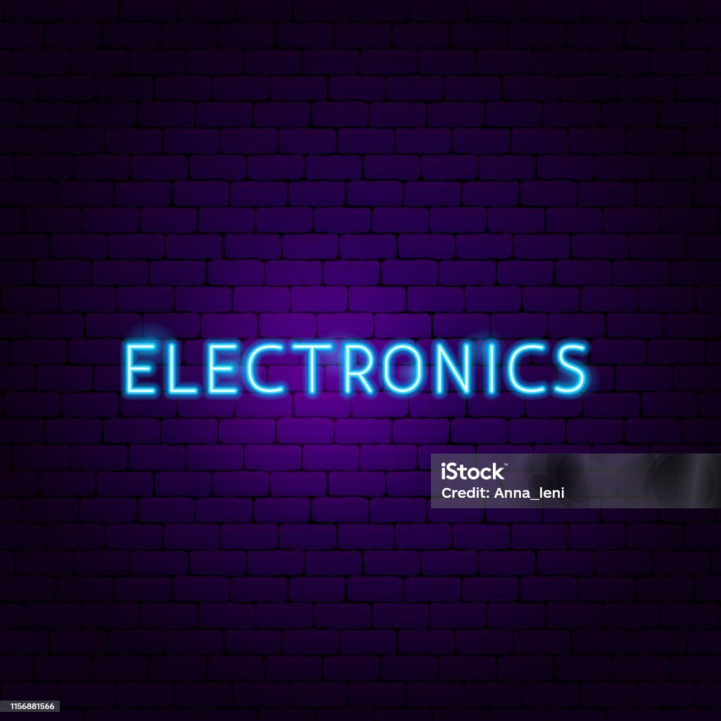 Neon Sign Computer Labels Electronics Text Neon Label Stock Illustration - Download Image Now ...