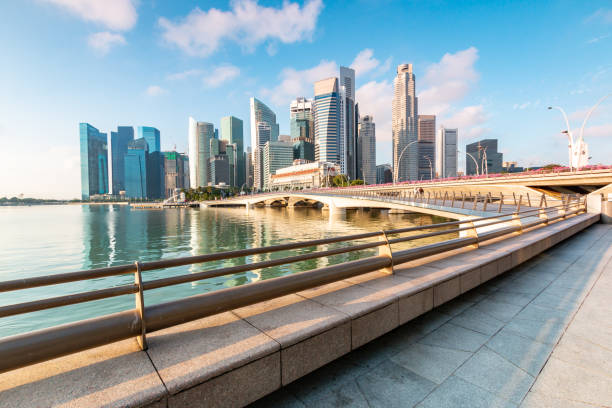 istock Beautiful and modern Singapore city walkway view 1156884121